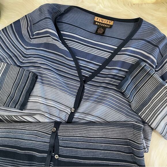 NEW Finity Naturals Silk Striped Multi Tri-Tone Sweater Cardigan Cami Twinset L - Picture 13 of 16